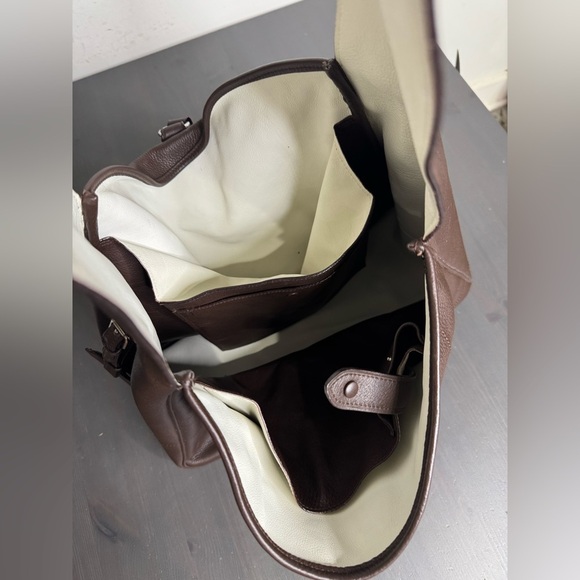 RALPH LAUREN Collection Italy Brown Leather Silver Lock Tote Shoulder Hand Bag - Picture 7 of 14